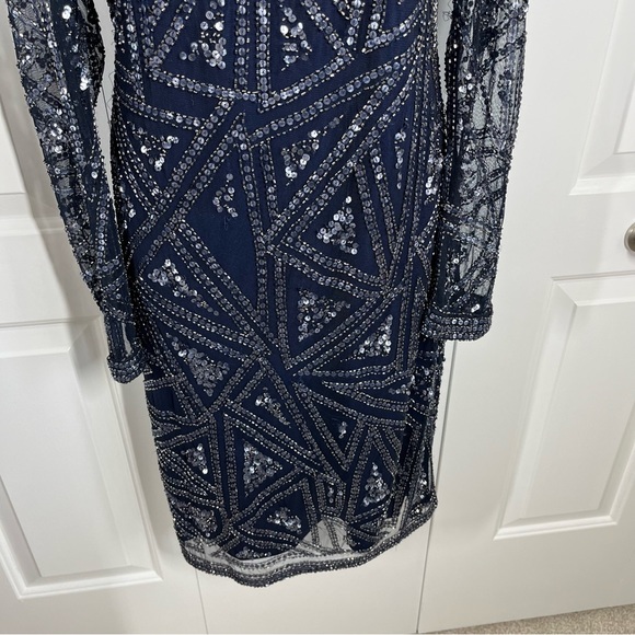 Aidan Mattox Beaded Cocktail Dress Long Sleeve Size Women's 14 - Picture 6 of 15
